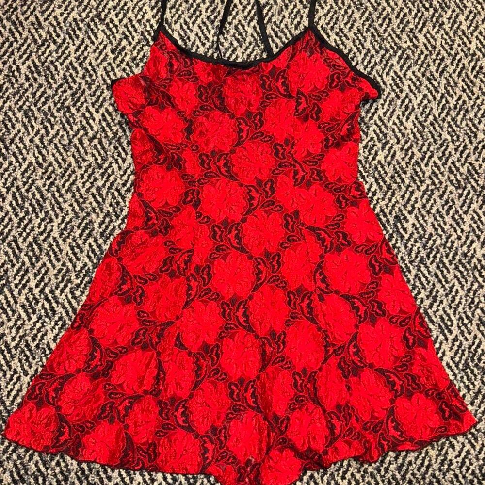 Red lace babydoll dress
